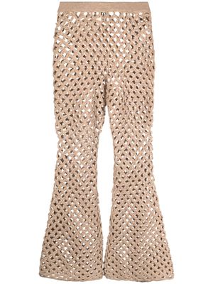 By Malene Birger crochet-knit flared trousers - Brown