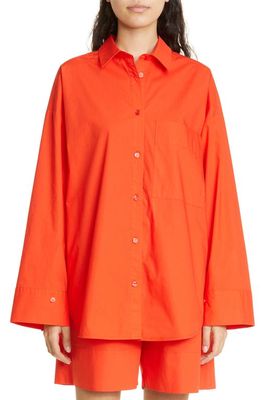 BY MALENE BIRGER Derris Organic Cotton Poplin Button-Up Shirt in Orange