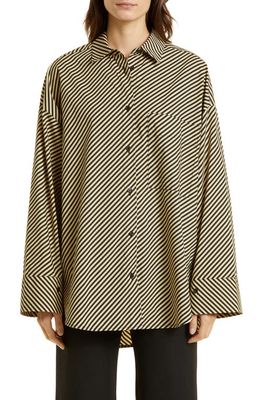 BY MALENE BIRGER Derris Stripe Cotton Button-Up Blouse in Diagonal Stripe