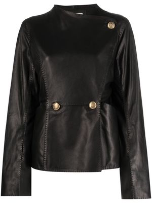 By Malene Birger double-breasted leather jacket - Black
