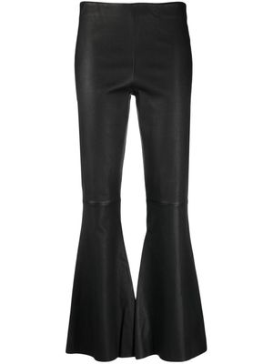 By Malene Birger elasticated-waist leather flared trousers - Black