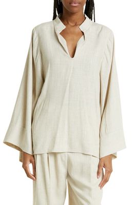 BY MALENE BIRGER Lomaria Split Neck Flare Sleeve Top in Undyed