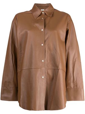 By Malene Birger long-sleeve leather shirt - Brown