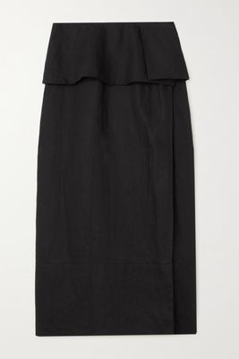 By Malene Birger - Malinos Linen Midi Wrap Skirt - Black