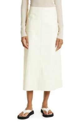 BY MALENE BIRGER Oritz Leather A-Line Skirt in Pearl