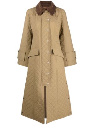 By Malene Birger Pinelope corduroy-collar quilted cotton coat - Green