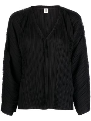 By Malene Birger plissé-effect V-neck sweatshirt - Black