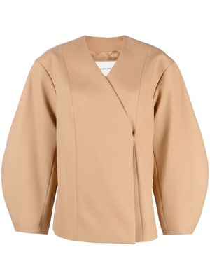 By Malene Birger puff-sleeve V-neck jacket - Neutrals