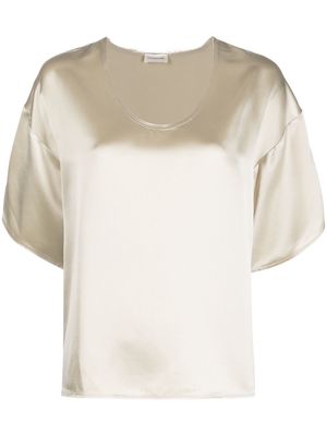 By Malene Birger satin-finish short-sleeved blouse - Neutrals