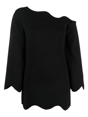 By Malene Birger scallop-edge asymmetric knitted top - Black