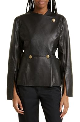 BY MALENE BIRGER Selmas Asymmetric Lambskin Leather Jacket in Black