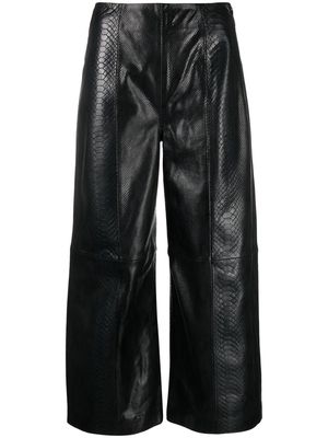 By Malene Birger snakeskin-effect leather cropped trousers - Black