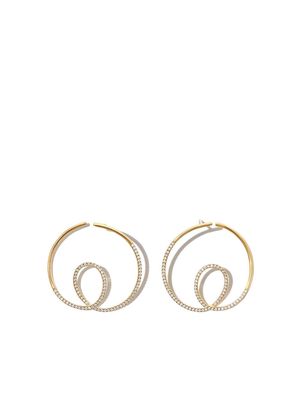 By Pariah 9kt yellow gold Le Louvre Swirl diamond hoop earrings