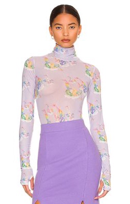 By Samii Ryan Care Bears Through The Clouds Bodysuit in Lavender