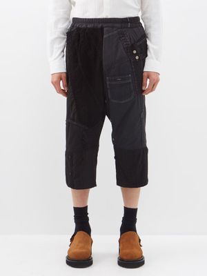 By Walid - Alain Patchworked Vintage-cotton Trousers - Mens - Black