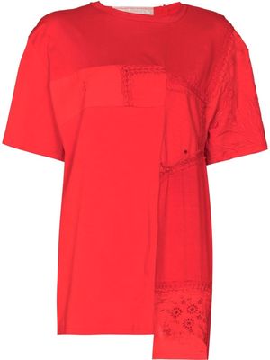 By Walid asymmetric patchwork T-shirt - Red