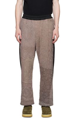 By Walid Brown Embroidered Trousers