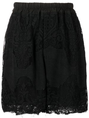 By Walid crochet cotton Bermuda shorts - Black