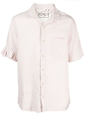 By Walid distressed short-sleeve linen shirt - Pink