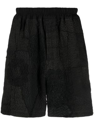 By Walid embroidered linen-cotton shorts - Black