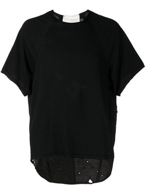By Walid embroidered panelled T-Shirt - Black