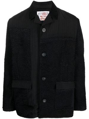 By Walid embroidered patchwork shirt jacket - Black