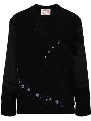 By Walid embroidered patchwork sweatshirt - Black