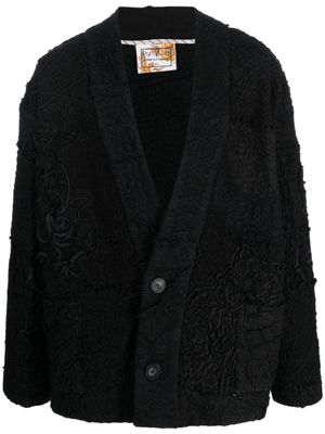 By Walid floral-embroidered cotton cardigan - Black