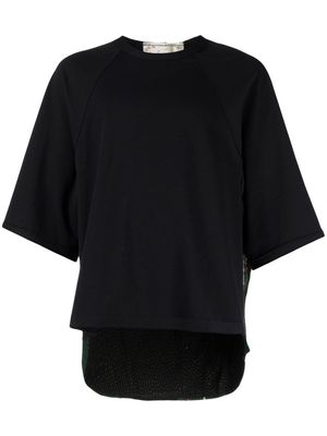 By Walid floral embroidery cotton T-shirt - Black
