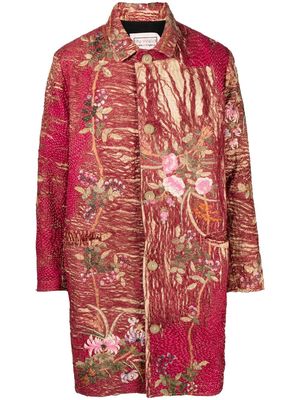 By Walid floral jacquard coat - Red