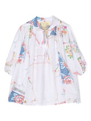 By Walid floral-print linen dress - White