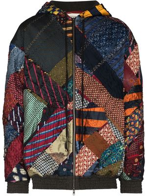 By Walid Hayden patchwork hooded jacket - Blue