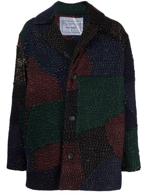 By Walid Jacob patchwork wool coat - Blue
