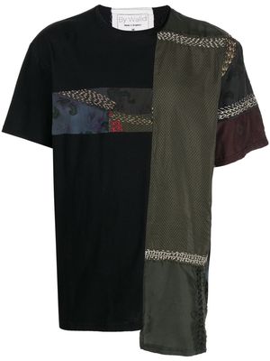 By Walid patchwork asymmetric T-Shirt - Black