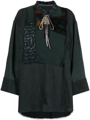 By Walid patchwork-design cotton tunic - Green