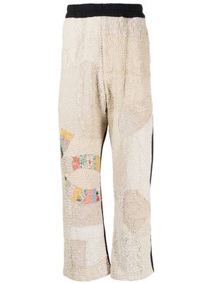 By Walid patchwork design trousers - Neutrals