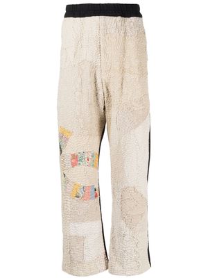 By Walid patchwork-detail two-tone trousers - Neutrals