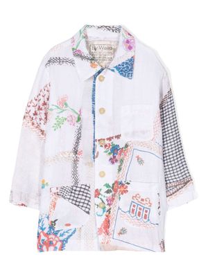 By Walid patchwork-print linen shirt - Multicolour