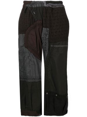 By Walid patchwork slip-on cropped trousers - Brown