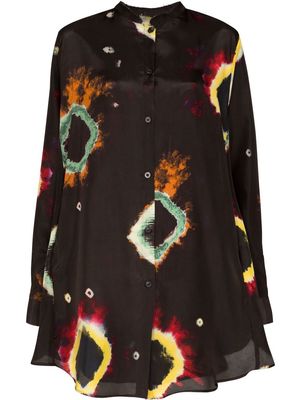 By Walid patterned oversized silk shirt - Black