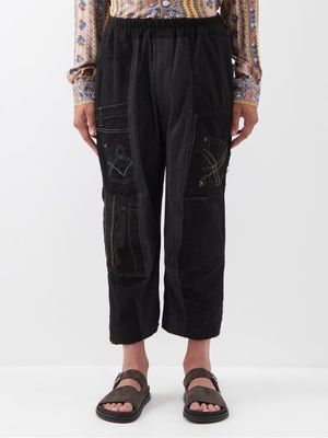 By Walid - Ross Patchworked Vintage-denim Trousers - Mens - Black