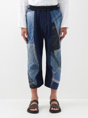 By Walid - Ross Patchworked Vintage-denim Trousers - Mens - Blue
