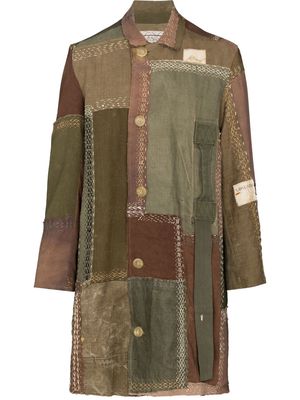 By Walid Rufus single-breasted patchwork coat - Brown