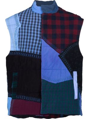 By Walid Teddy patchwork gilet jacket - Blue