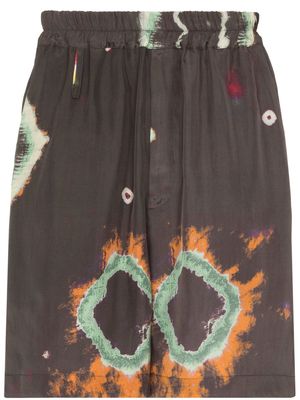 By Walid tie-dye print track shorts - Brown
