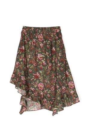 By Walid x Kindred floral-print high-low hem skirt - Green