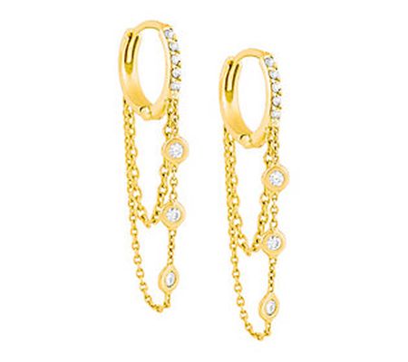 ByAdina Eden 14K Gold Plated Pave Chain H oop Earrings