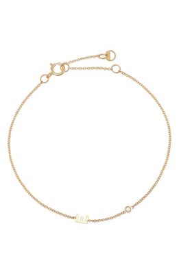 BYCHARI Initial & Diamond Bracelet in 14K Yellow Gold-E 