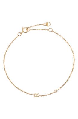 BYCHARI Initial & Diamond Bracelet in 14K Yellow Gold-R 