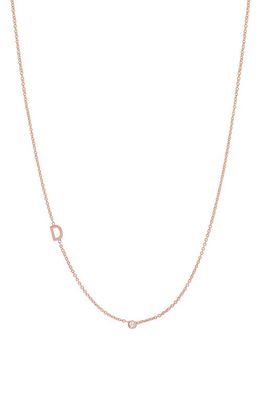 BYCHARI Small Asymmetric Initial & Diamond Pendant Necklace in 14K Rose Gold-D